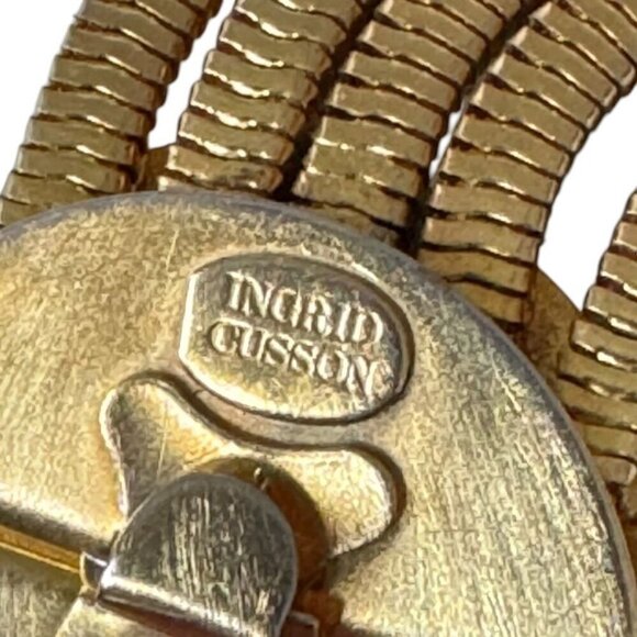 Ingrid Cusson gold snake chain 5 strand multi layer long necklace 35" vintage - Picture 6 of 10